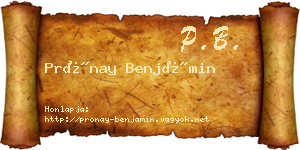 Prónay Benjámin névjegykártya